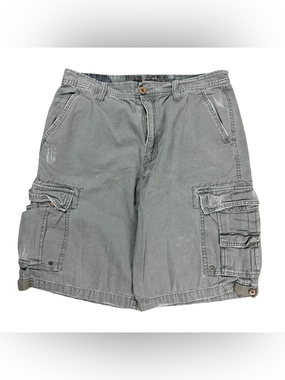 Vintage Y2K Plugg Co Grunge Skater Cargo Pocketed Green Shorts Size 36